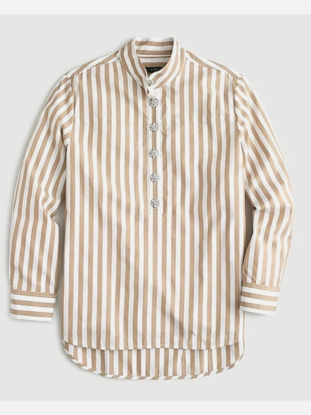 JCREW Cotton poplin popover tunic with jeweled buttons